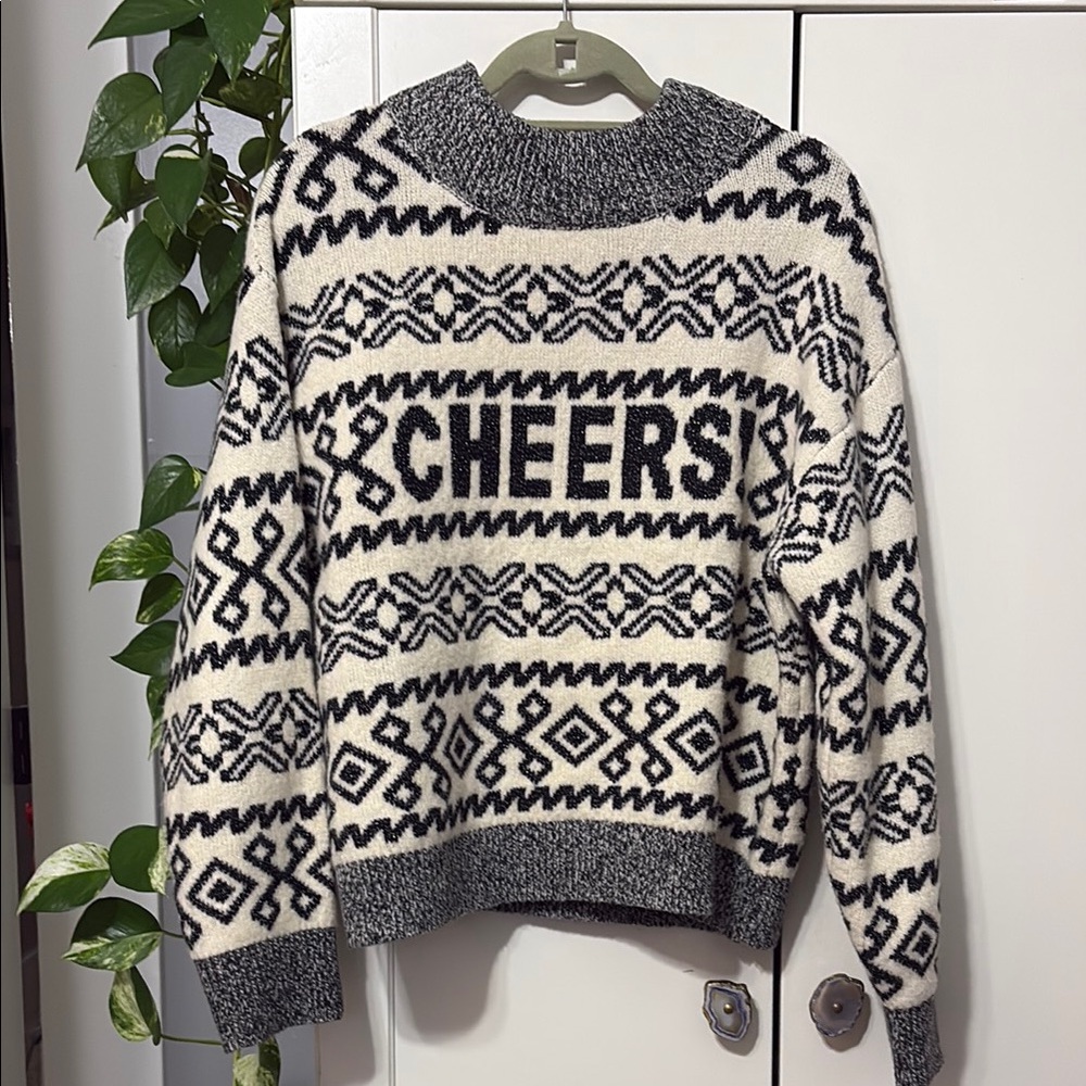 a new day Black and White Graphic Sweater